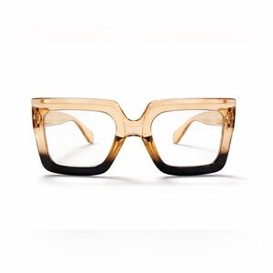 Oversized Square Statement Glasses  | Ombré Brown to Black